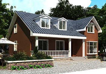 一層半房屋別墅設(shè)計(jì)圖，帶閣樓圖、帶露臺(tái)，外觀新穎時(shí)尚