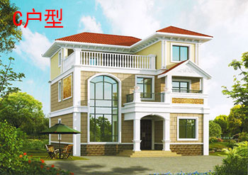 115平旋轉樓梯三層復式別墅房屋設計圖，含外觀效果圖