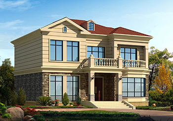 130平氣派美觀的二層別墅房屋設(shè)計圖，含效果圖