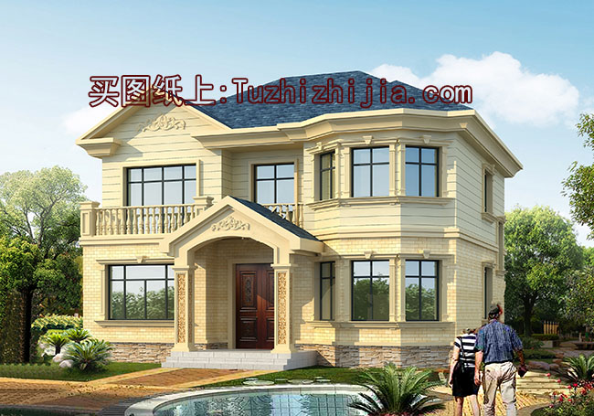 別致美觀的簡歐二層別墅房屋設計圖，含外觀效果圖