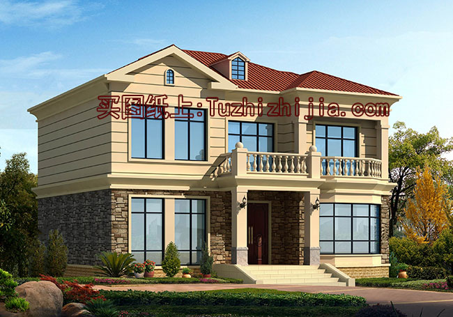 130平氣派美觀的二層別墅房屋設計圖，含效果圖