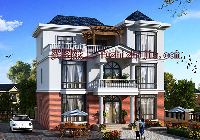 120平現代實用三層別墅房屋設計圖，含外觀效果圖