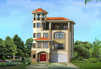 四層半高端歐式別墅房屋設計圖，帶車庫、帶露臺