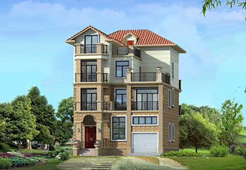 105平左右四層別墅房屋設(shè)計圖，含外觀效果圖