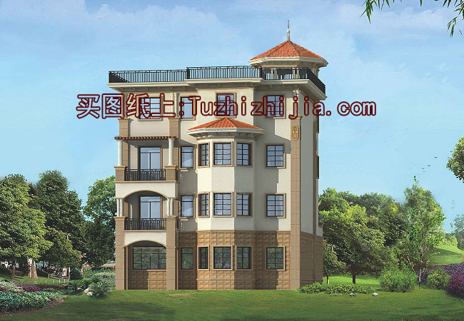 四層半高端歐式別墅房屋設計圖，帶車庫、帶露臺