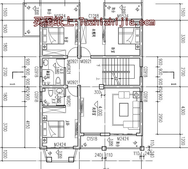 105平左右四層別墅房屋設(shè)計(jì)圖，含外觀效果圖