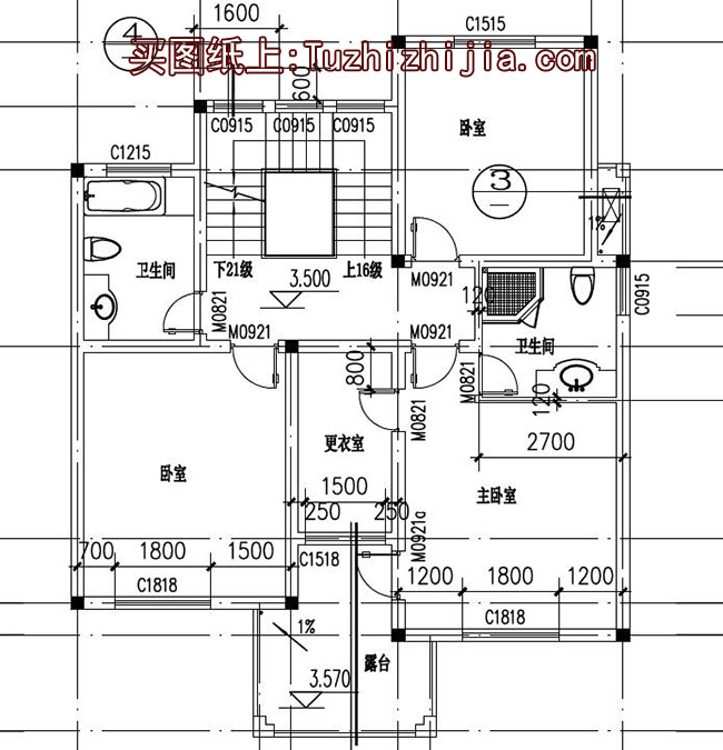 130平帶閣樓兩層半別墅房屋設計圖，含外觀效果圖