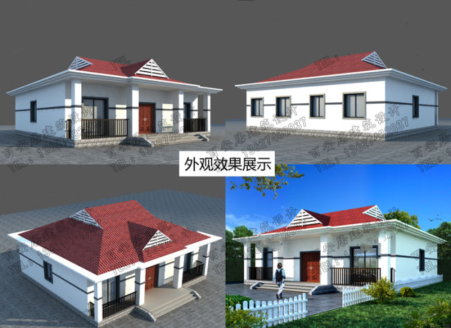 大氣一層自建房設(shè)計(jì)圖,含外觀效果圖,農(nóng)村自建別墅戶型