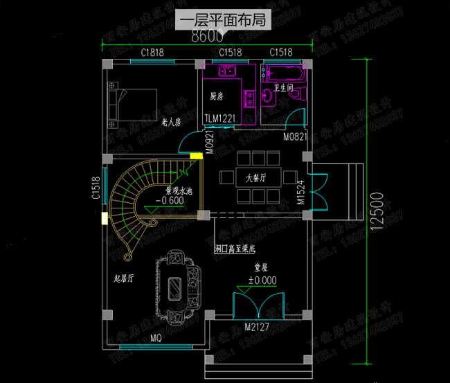 農(nóng)村小戶型三層復(fù)式樓房設(shè)計圖，100平左右