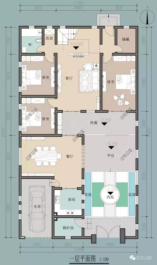 11X21米中式大平層設計圖，種花養魚生活悠閑！你是不是也想回家建？