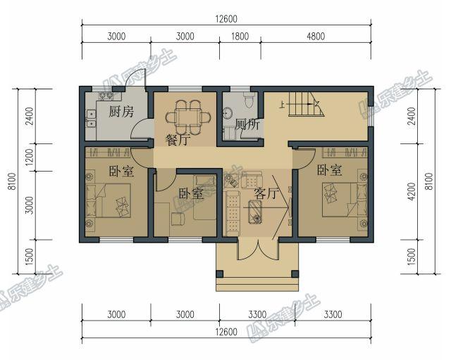 二層農(nóng)村小洋樓設(shè)計圖，功能齊全，造型美觀！