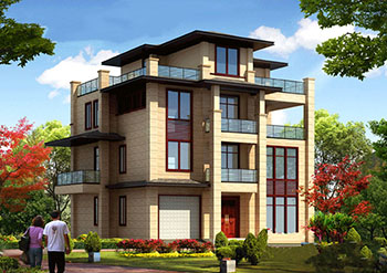 現代新中式四層復式別墅房屋設計圖，旋轉樓梯，含效果圖