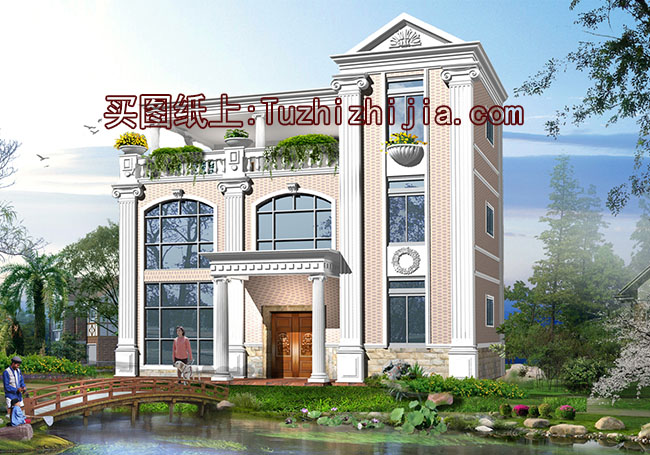 農村120平三層樓房設計圖,造型現代,帶屋頂花園