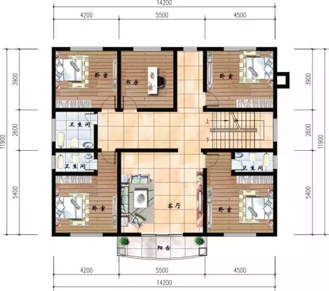 二層別墅封閉式陽臺設計，對稱美才是獨一無二的美！