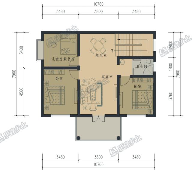 二層小洋樓設計方案，鮮快明亮的用色，簡單大方的外形！