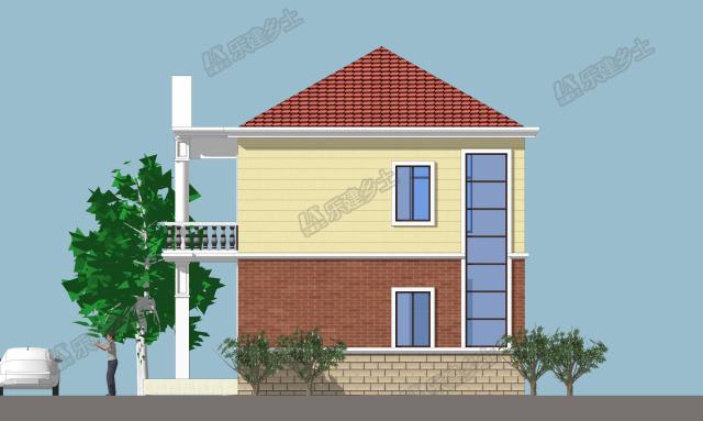 二層小洋樓設計方案，鮮快明亮的用色，簡單大方的外形！