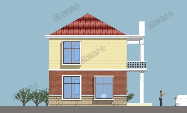 二層小洋樓設計方案，鮮快明亮的用色，簡單大方的外形！