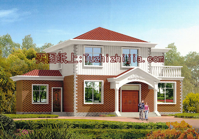 經典農村二層小別墅設計圖紙帶露臺（含外觀效果圖）