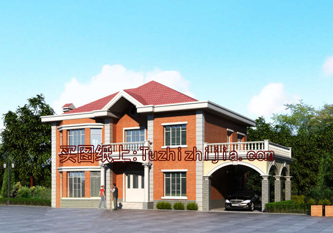 155平方米二層別墅房屋設計圖，帶獨立車庫