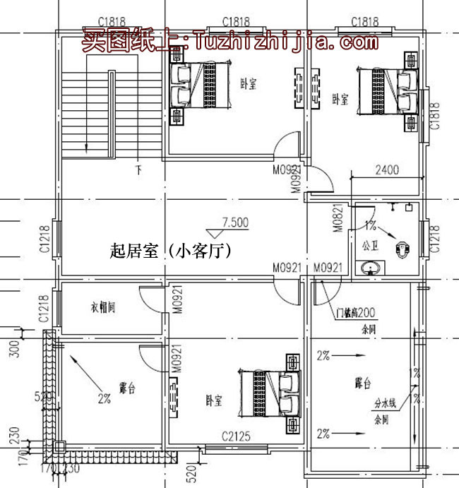 180平大客廳農村三層別墅房屋設計圖，戶型寬敞明亮