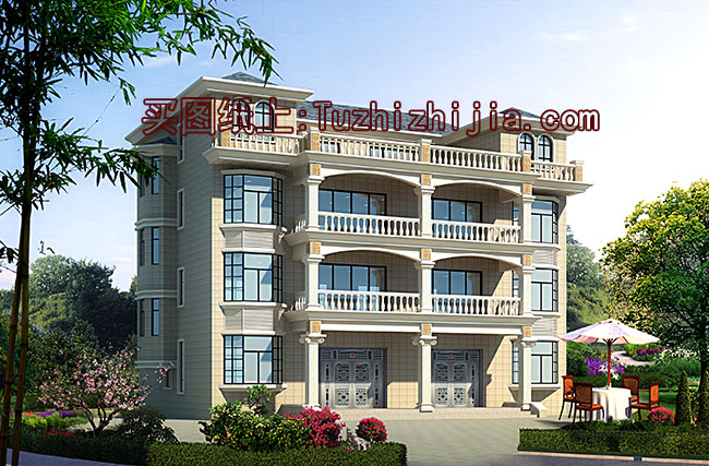 農村四層雙拼別墅房屋設計圖,造型現代、大氣