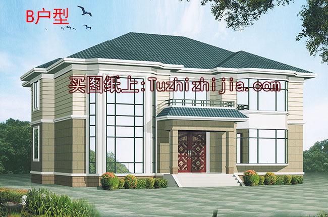 260平大面積二層復式住宅設計圖，含外觀效果圖