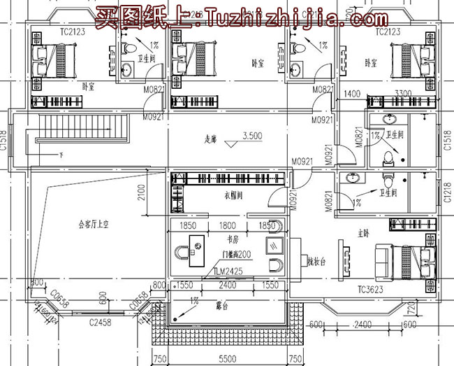 260平大面積二層復式住宅設計圖，含外觀效果圖