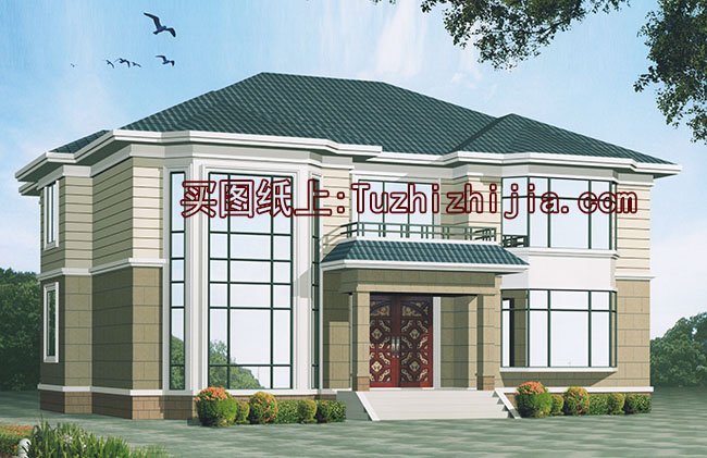 210平方米農(nóng)村二層房屋建筑圖紙及效果圖