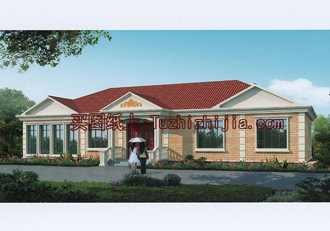 五間一層平房別墅設計圖,外觀現代時尚