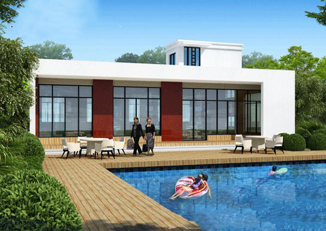 新中式現(xiàn)代一層別墅房屋設(shè)計(jì)圖,含外觀圖片