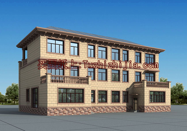 雙拼豪華高端三層別墅設計圖,外觀效果圖大氣