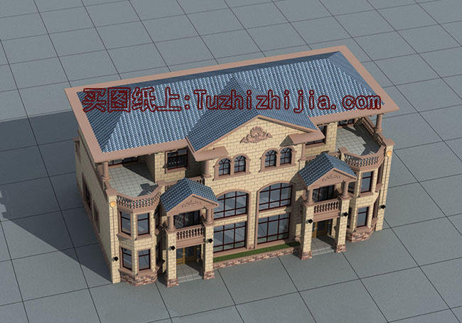 雙拼豪華高端三層別墅設計圖,外觀效果圖大氣