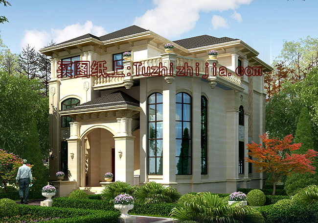 豪華高端三層帶地下室別墅設計圖,可帶電梯