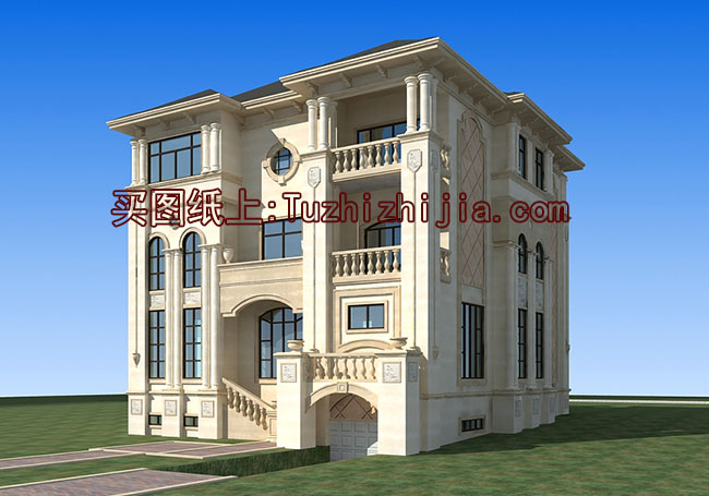 豪華高端三層帶地下室別墅設計圖,可帶電梯