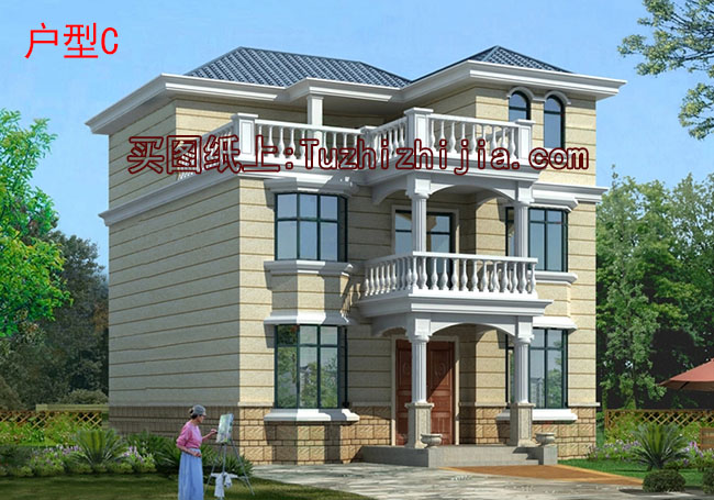 11x9三層別墅房屋設(shè)計圖,含效果圖片