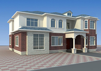 四間兩層別墅房屋設(shè)計圖，外觀效果圖好看