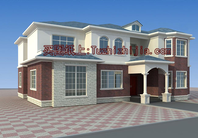 四間兩層別墅房屋設(shè)計圖，外觀效果圖好看