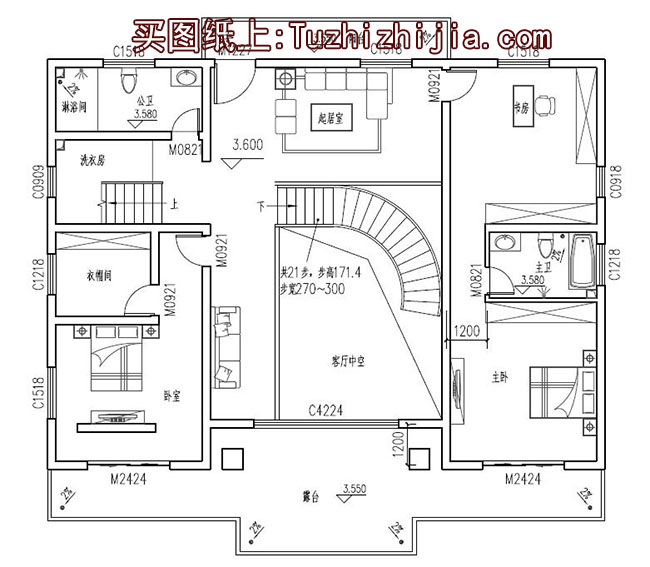 農村三間四層別墅房屋設計圖,含外觀效果圖片