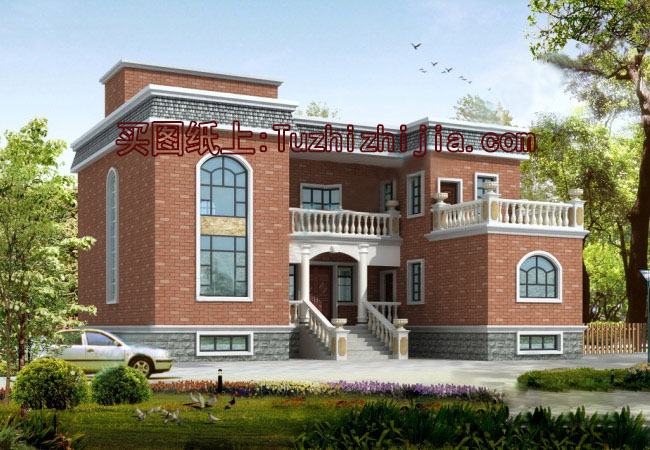 二層帶地下室樓房設計方案，效果圖+全套施工圖