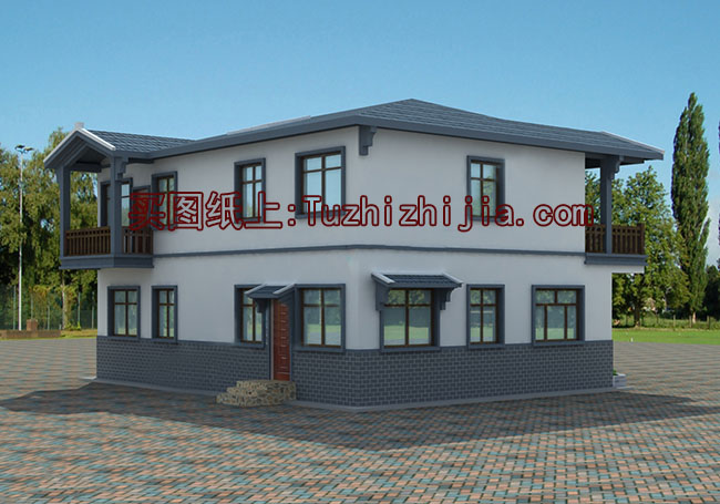 仿古別墅建筑設計圖，外觀效果圖+全套施工圖