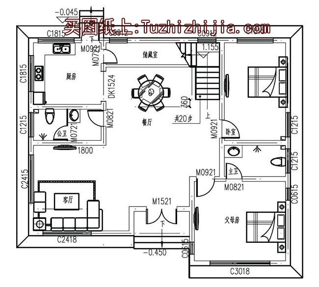 仿古別墅建筑設計圖，外觀效果圖+全套施工圖
