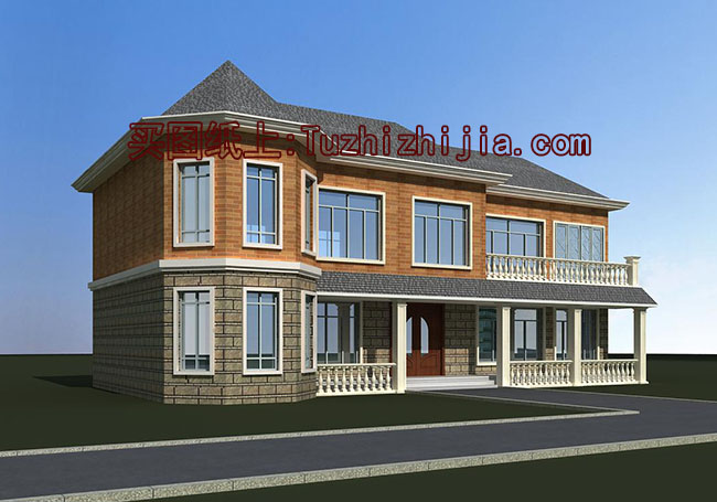農(nóng)村五間二層樓房設(shè)計(jì)圖,含外觀效果圖