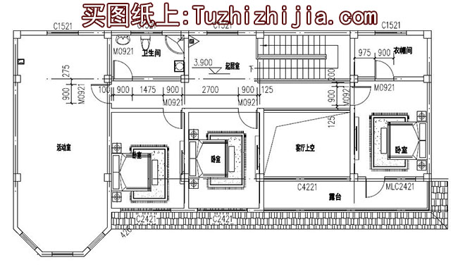 農(nóng)村五間二層樓房設(shè)計(jì)圖,含外觀效果圖