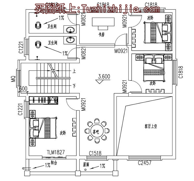 135平復式別墅房屋設計圖,外觀時尚、漂亮