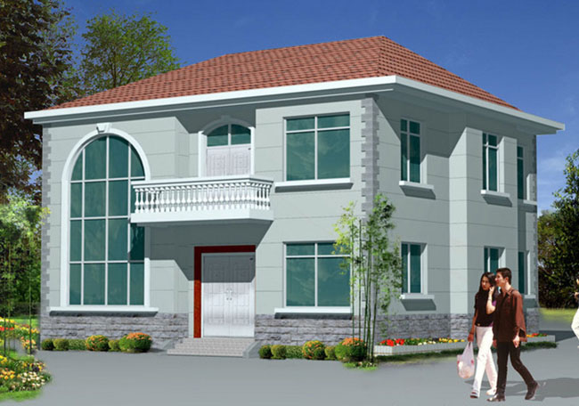 130平方米農村二層別墅房屋設計圖紙帶外觀11X11米