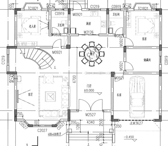 180平方農村二層別墅施工設計圖紙，15.8x11.7米