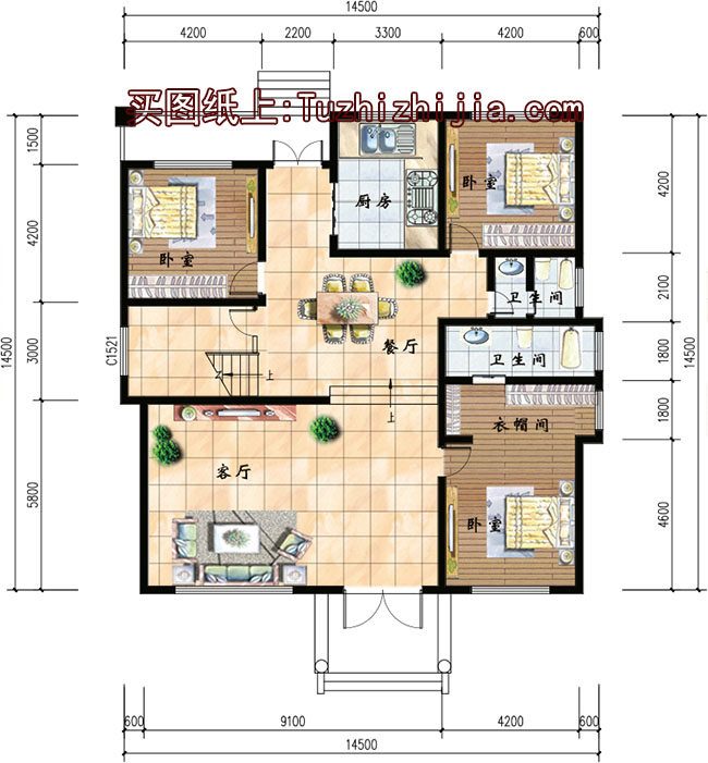 帶閣樓的二層半別墅設(shè)計(jì)圖和效果圖，外飾簡(jiǎn)單但不失奢華