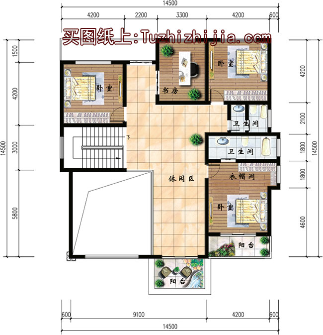 帶閣樓的二層半別墅設(shè)計(jì)圖和效果圖，外飾簡(jiǎn)單但不失奢華