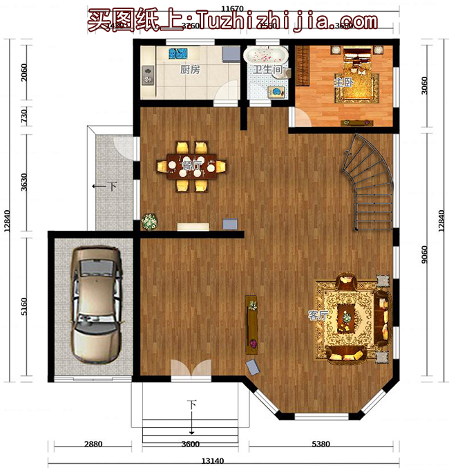 三層帶車庫農村別墅設計圖紙（含外觀效果圖）