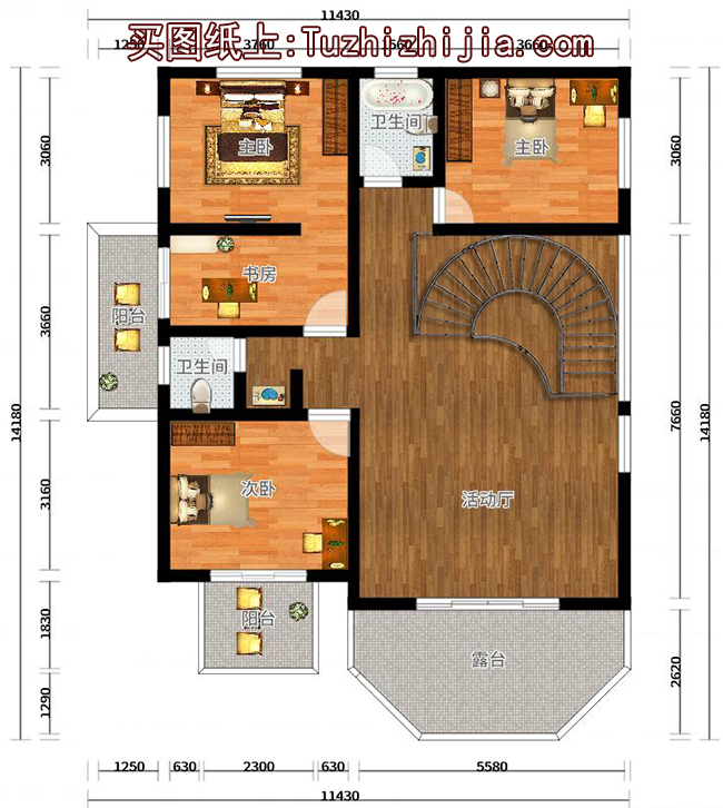 三層帶車庫農村別墅設計圖紙（含外觀效果圖）